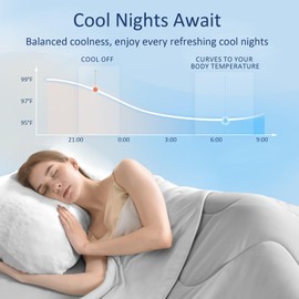 Vine Voice Cooling Blanket Comforter Hot Sleepers-Full/Queen Cooling Duvet Insert, Double-Sided Cold Blanket for Night Sweats, Summer Lightweight Breathable Comforter (90''x90'', Silver Gray)