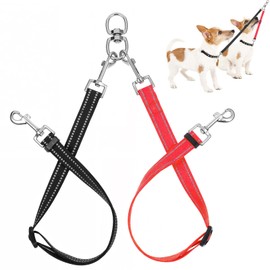 AHQiZFX Pack of 2 Double Dog Leads, Tangle-Free Double Dog Lead Coupler, Dog Lead for Two Dogs, Adjustable Dog Leads for Two Dogs, Dog Lead for Small Dogs, Puppies, Running Training