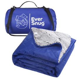 EverSnug Sherpa Waterproof Camping Blanket - Extra Thick and Warm, Large Sherpa Fleece Outdoor Blanket for Camping, Picnics, Beaches, Stadiums, Pets - Washable and Windproof for Cold Weather (Blue)