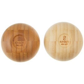 RIVERET RV-126WB MARI Ochoko 2.3 fl oz (60 ml) Pair Set, Bamboo Dishwasher-Safe, White/Brown