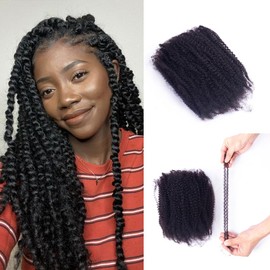 Afro Kinkys Bulk Human Hair for Dreadlock Extensions, Loc Repair, Twist and Braiding Styles, 12 inches 50g/pack, 100% Pure Human Hair Can be Dyed and Bleached, Natural Black