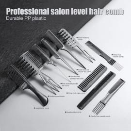 10 Piezas Peines Para Barbero Estilista Profesional Negro