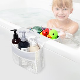 mimzemamz 2 Compartments Bath Toy Storage Organizer Net Bag for Drying Toys, Easy Access, Mesh Bath Organizer for Bathtub