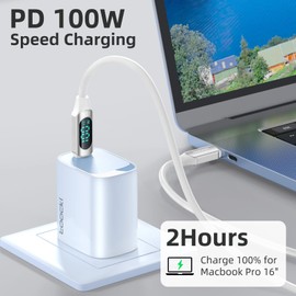 100W USB C Cable 6FT USB C to USB C Cable PD Fast Charging Silicone Type-C Cable with LED Display for MacBook Pro 13 16 MacBook Air 13 15