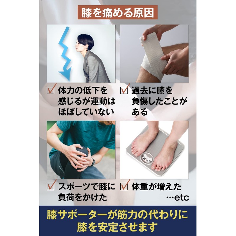 膝サポーター ひざサポーター 膝用サポーター サポーター 【スポーツや日常生活の膝の負担軽減に。1枚入り】 (Mサイズ もも周り28cm～42cm)