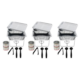 Party Essentials Party Serving Kit Chafing Dish Buffet Tray Food Warmer Set (Rack/pan/Fuel/Utensil), 33-Piece Standard Chrome, Multi Color