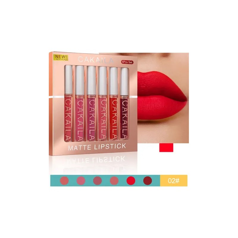 Gloss Labial Mate 6pcs Larga Duración Pigmentación Intensa