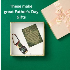 12 Pack Father's Day Compass Keychains with Joshua 1:9 Bible Verse Cards – Military Camo Theme Gifts for Men, Christian Church Giveaways