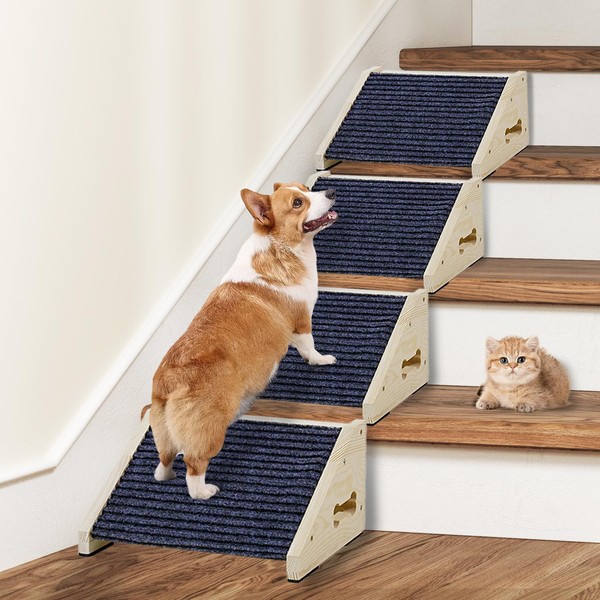 Dog Ramps for Stairs, Wooden Pet Ramp Stairs for Small