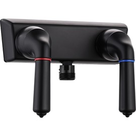 RV Shower Faucet - 4" Dual Lever Shower Valve Diverter with Hot/Cold Control, Leak-Proof and Rust-Proof ABS Construction for RV/Camper/Motorhome Bathroom (Indoor/Outdoor Use) Black