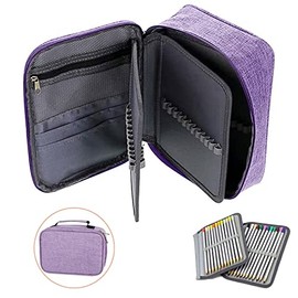 Estuche para Lapices, Estuche para Lápices de Gran Capacidad, 72 Ranuras Estuche para Lápices de Multifuncional, Estuche para colores con 2 fundas extraíbles, bolsa de cosméticos (morado)