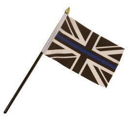 Thin Blue Line Union Jack Police Military 6" x 4" Hand waving Flag