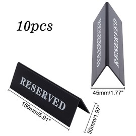 OLYCRAFT OLYCRAFT 10Pcs 45x150x50mm Black Acrylic Reserved Table Tent Sign Guest Reservation Table Seat Sign for Wedding Seating Reservation Restaurant Business Office Meeting Party