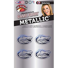 Fan-A-Peel Florida Gators Waterless Peel & Stick Temporary Tattoos For Kids and Adults – Hypoallergenic Spirit Accessories Great for Tailgates & Game Day - Metallic Decal Assortment (4 Pack) (Metallic)