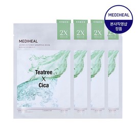Mediheal (Tea Tree x Cica) Derma Synergy Wrapping Mask Trouble Soothing 4 Sheets / 메디힐 (티트리X시카) 더마시너지 랩핑마스크 트 러블진정 4매