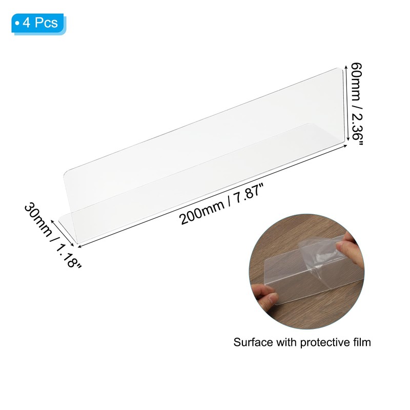 PATIKIL 4 Pack Shelf Dividers for Closet Organization, 7.9x1.2x2.4 Acrylic