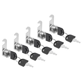 PATIKIL Cabinet Drawer Lock with Keys 5 Pcs 5/8" (16mm) Keyed Different Zinc Alloy Security Lock Cylinder Cam for Door Cupboard Household Mailbox Office Silver