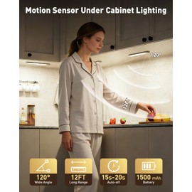 SZOKLED Motion Sensor Under Cabinet Lights, Stick on LED Under Counter Light for Kitchen, Closet, Drawer, Shelf, 4Pack