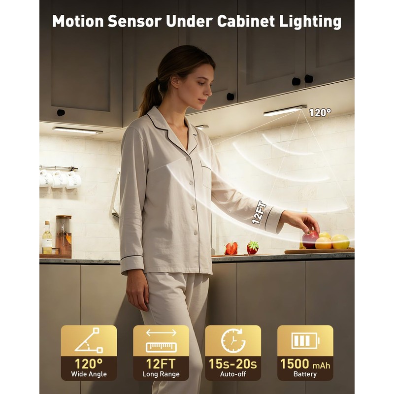 SZOKLED Motion Sensor Under Cabinet Lights, Stick on LED Under