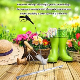 Jiawu 39 Inch Pressure Washer Cleaner, Pressure Washer Undercarriage Cleaner Attachment with 7 Nozzles 2 Extension Rods Commercial Water Broom (for Floor)