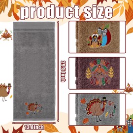 Fanfanwin 3 Pcs Thanksgiving Hand Towels for Bathroom 13.8 x 29.5 Inch Fall Decorative Bath Towels Sets 100% Cotton Embroidered Pumpkin Autumn Maple Bathroom Decor(Beige,Turkey)