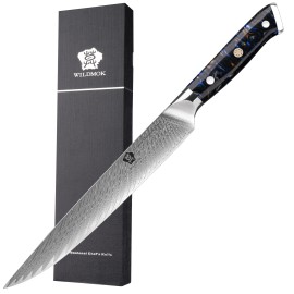 WILDMOK 9 Inch Damascus VG10 High Carbon Stainless Steel Meat Fruit Cutting Kitchen Slicing Knife with Resin Handlecolor: Black, kitchen knife size: 9 Inch