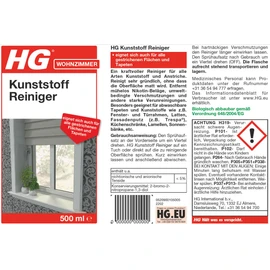 HG Kunststoff Reiniger (500 ml) – Kunststoffreiniger zur Schnellen, Effektiven Reinigung von Kunststoffen Aller Art