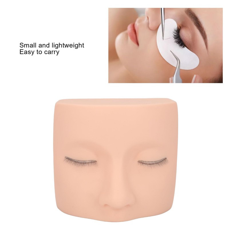Eyelash Extension Mannequin Head, PVC Soft Rubber Reusable Design, Three