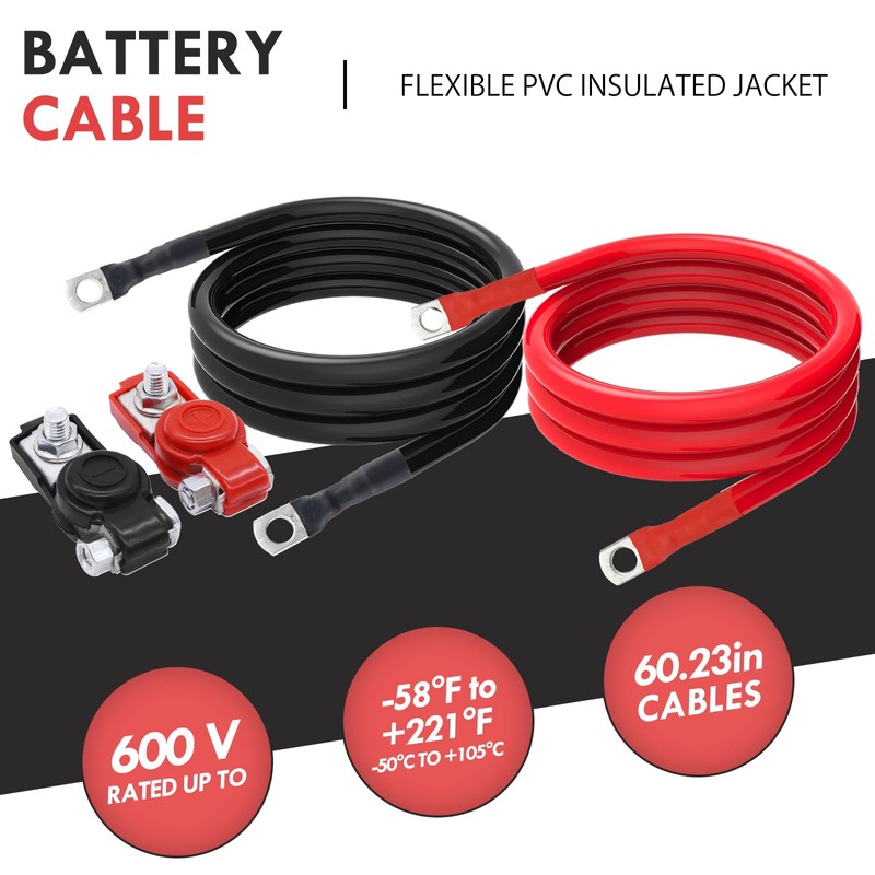 Cocros 4 Gauge Battery Cable 5ft Black & Red with