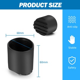 Wolec 2 Pcs Telescoping Ladder Rubber Replacement Feet - Non-Slip Pads for Enhanced Stability and Safety (60mm)