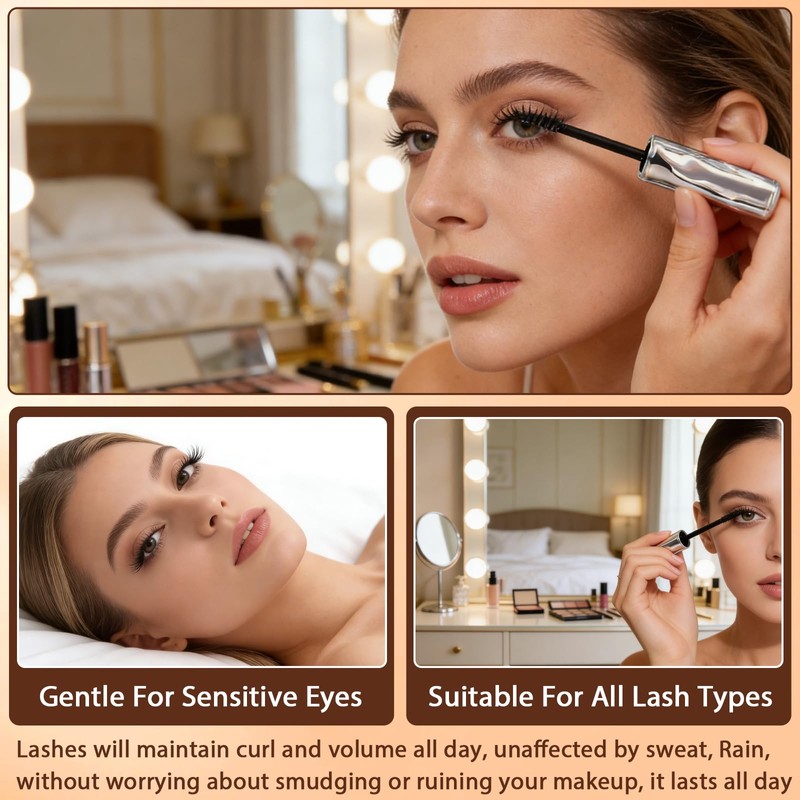 3Pcs Tubing Mascara Eyelash Primer, Waterproof Quick Drying Curling Mascara,