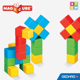 Geomag Magicube 1+ Full Color 153 - Cubi Magnetici per Bambini - Monocolore - Confezione da 16 Cubi