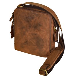 STILORD 'Lorand' Shoulder Bag Men's Leather Vintage Shoulder Bag for Men Messenger Bag Small Men's Bag Handbag Cross Body Bag Genuine Leather, Calais - Brown