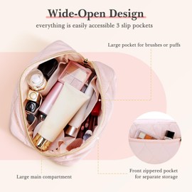 Noozion Makeup Bag, Travel Cosmetic Bag, Puffy Padded Make Up Bag for Women, Makeup Organizer Case, Wide-open Pouch Purse, Travel Essentials