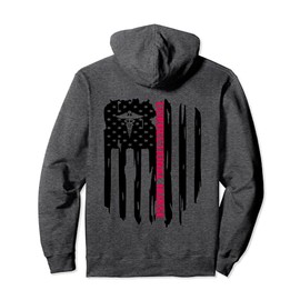 Distressed Black USA Flag Vintage Correctional Nurse RN LPN Pullover Hoodie