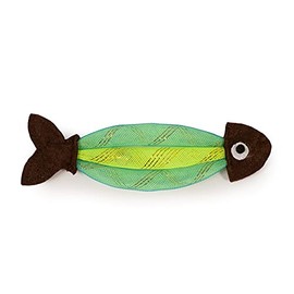 Ancol Bright Fish Cat Toy - Assorted Colours Green or Pink - Multiple Textures & Sparkling Scale Effect - Stretchy Body for Interactive Play - Perfect for Batting & Engaging Cats - 17cm