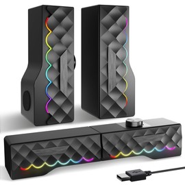 TONE JOY PC Speakers - 2 in 1 Detachable Computer Speakers with LED for Dynamic and Cool Gaming - Gaming Speakers with USB Cable for Desktop PC, Monitor, Laptop, Gaming Equipment