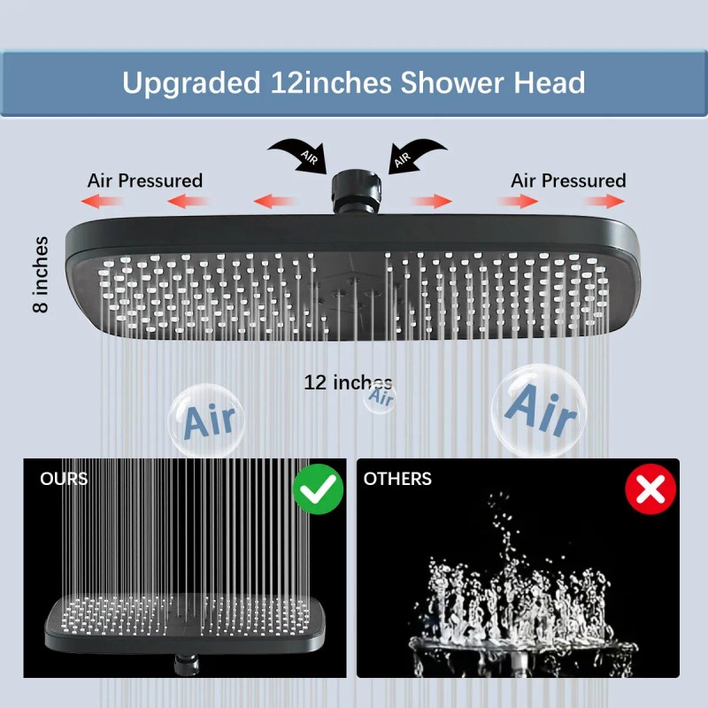 Regadera Cuadrada Negra Con Manguera Tipo Lluvia Y Telefono