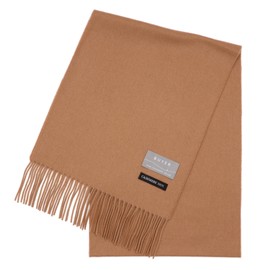 BUYER FT30La 100% Pure Cashmere Scarf, For Men and Women, 20 Colors Available, Cashmere, Plain, Thick, Large Size, camel, Free Size