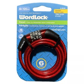 Wordlock 4 ft' 6mm WordLock. Flexible Steel Cable. Use Words Not Numbers. (1 Pack)