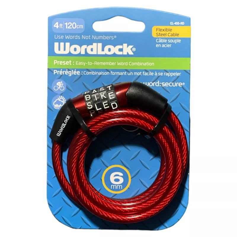 Wordlock 4 ft' 6mm WordLock. Flexible Steel Cable. Use Words