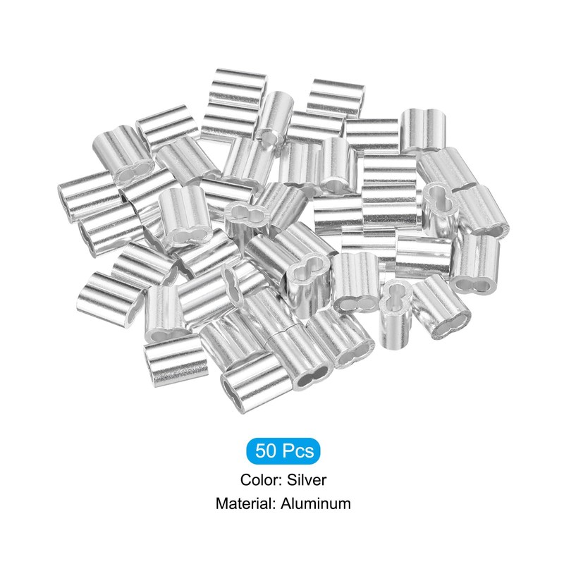 sourcing map 1 Inch 2.5 mm Aluminium Crimp Sleeve Double