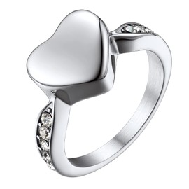 Heart Urn Ring Stainless Steel Keepsake Jewelry Cremation Rings For Ashes For Women Men Size 7