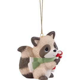 Precious Moments Raccoon with Mini Tree Ornament – Adorable Little Tree & Forest Friend Christmas Keepsake – 221024