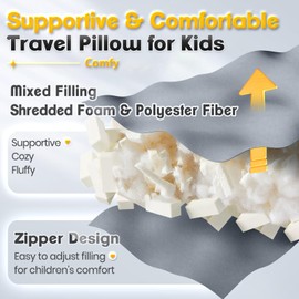 MAGIC ELEPHANT Travel Pillow for Car Sleeping, Car Pillow for Kids Travel and Adults, Neck Pillow and Road Trip Essentials for Kids, Light Grey