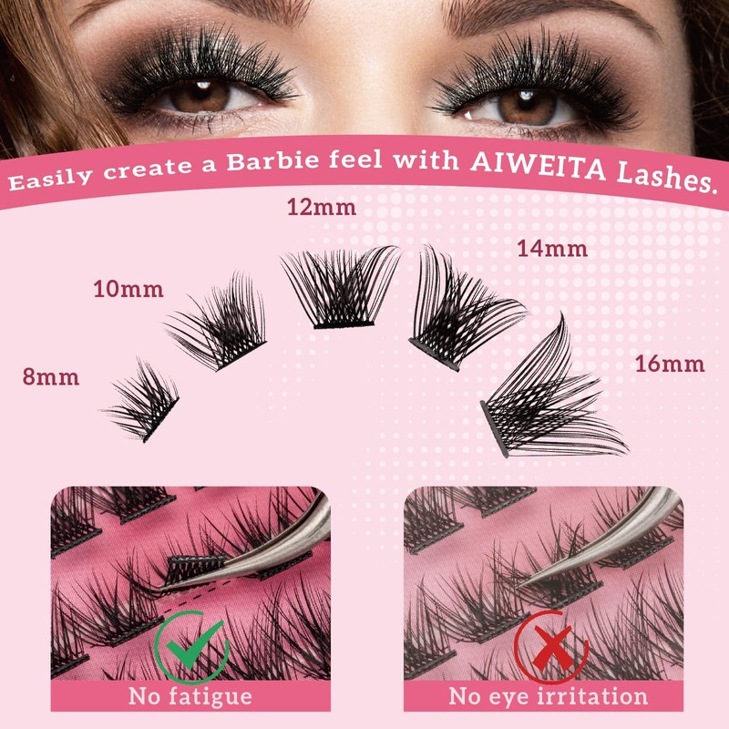 AIWEITA Individual Lashes 120PCS Cluster Lashes Fluffy Wispy False Eyelashes