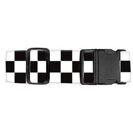 Luggitime Luggage Straps for Suitcases Travel Belt Accessories, Cute Suitcase Strap, Adjustable Luggage Belt Strap, Heavy Duty with Quick-Release Buckle Luggage Strap Classic White Black Checkerboard