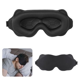 Eye Mask for Sleeping, Blindfold, Good Sleep, Light Shield, Breathable, Lightweight, No Compression, Adjustable Size, Unisex, Meditation, Napping, Travel, 3D Shape Blackout Design (Black)