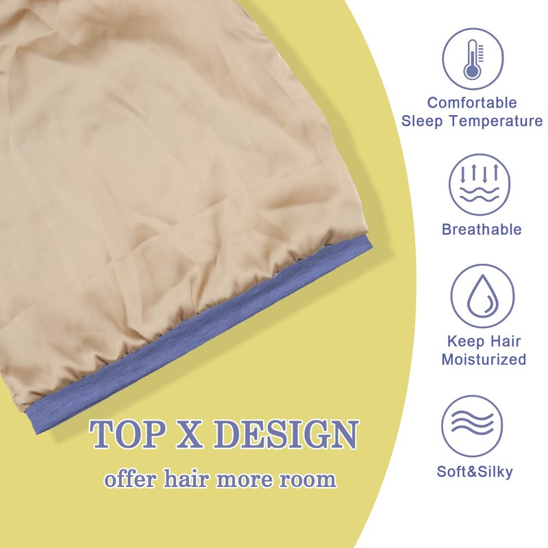 NICPOO Silk Satin Bonnet Hair Wrap for Sleeping, 2 Pcs