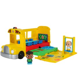 CoComelon Transforming School Time Bus - Lights and Sounds - 3 Favorite Songs - 6 Areas of Play - Removable JJ and Cody Figures - Toys for Kids and Preschoolers